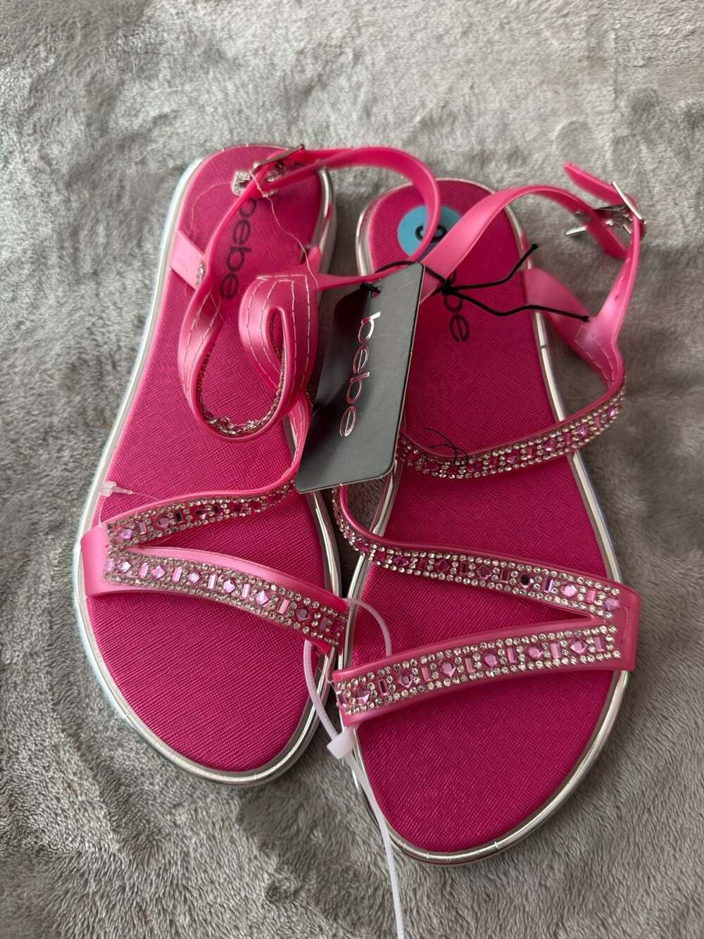 Bebe Fuchsia Rhinestone Jelly Sandals